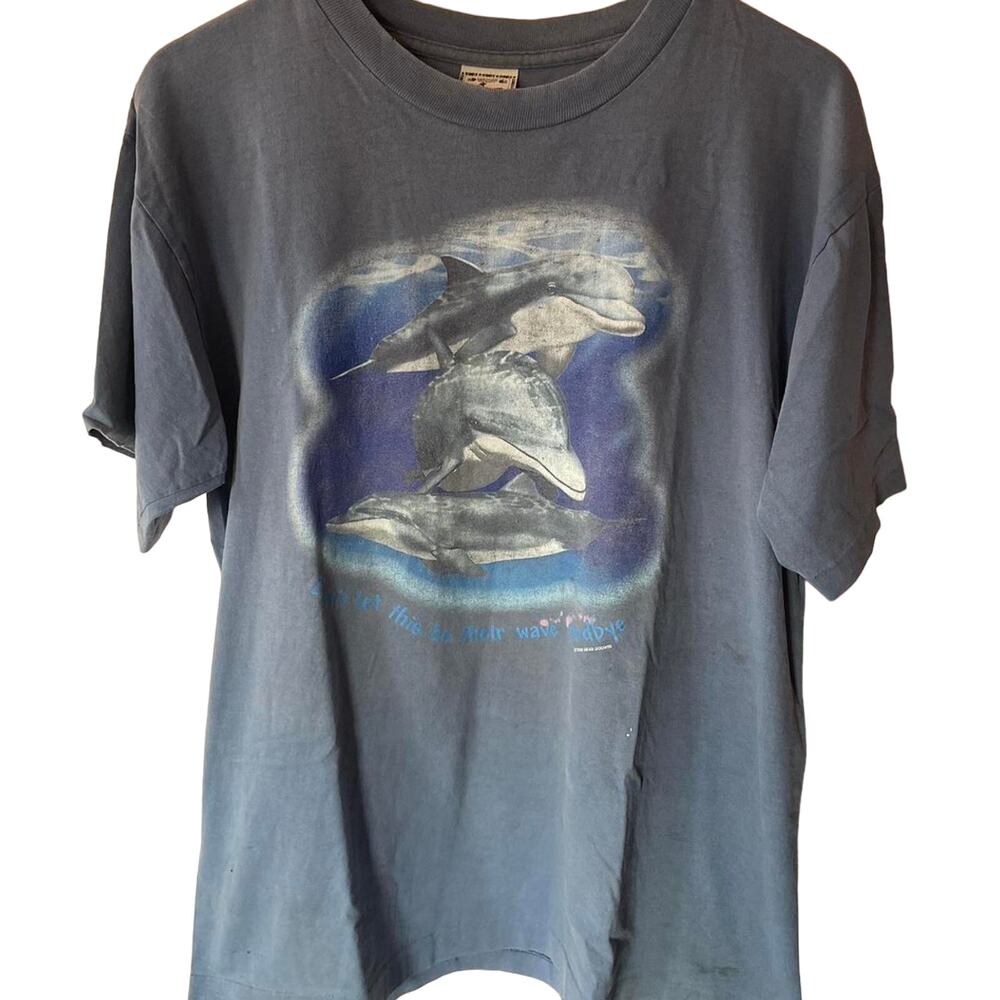 Vintage Y2K Dolphins Last Wave Goodbye 2000 Single Stitch Shirt Adult Large